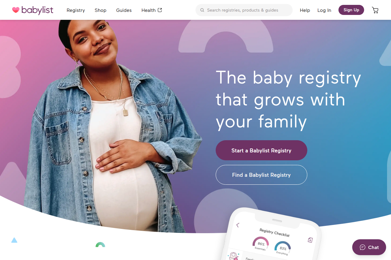 Screenshot of the Babylist homepage