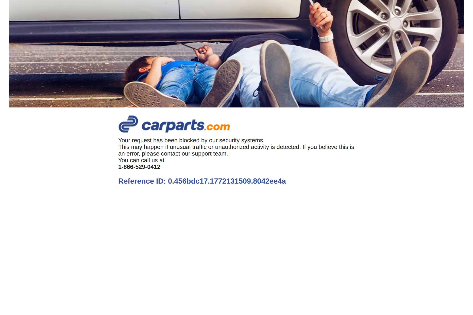 Screenshot of the CarParts.com homepage