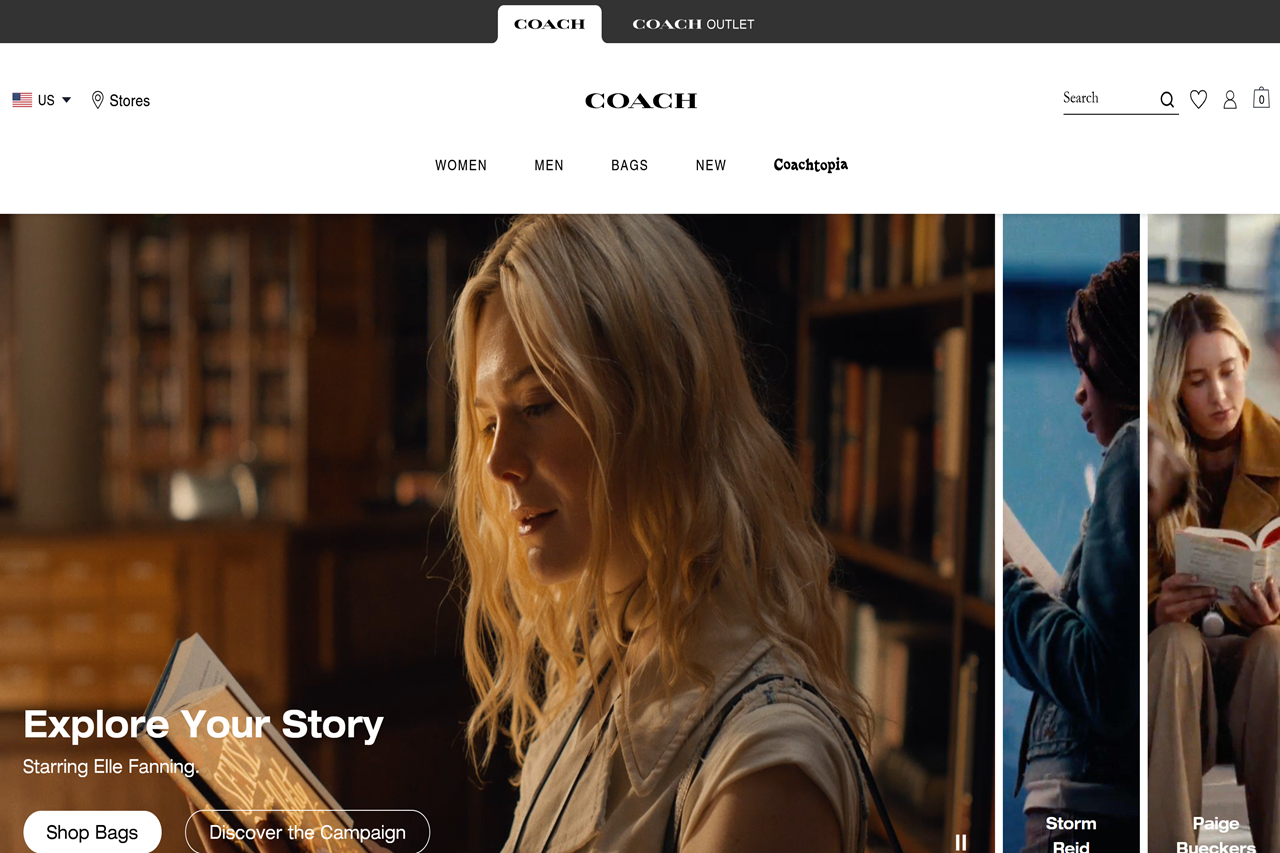 Screenshot of the Coach homepage
