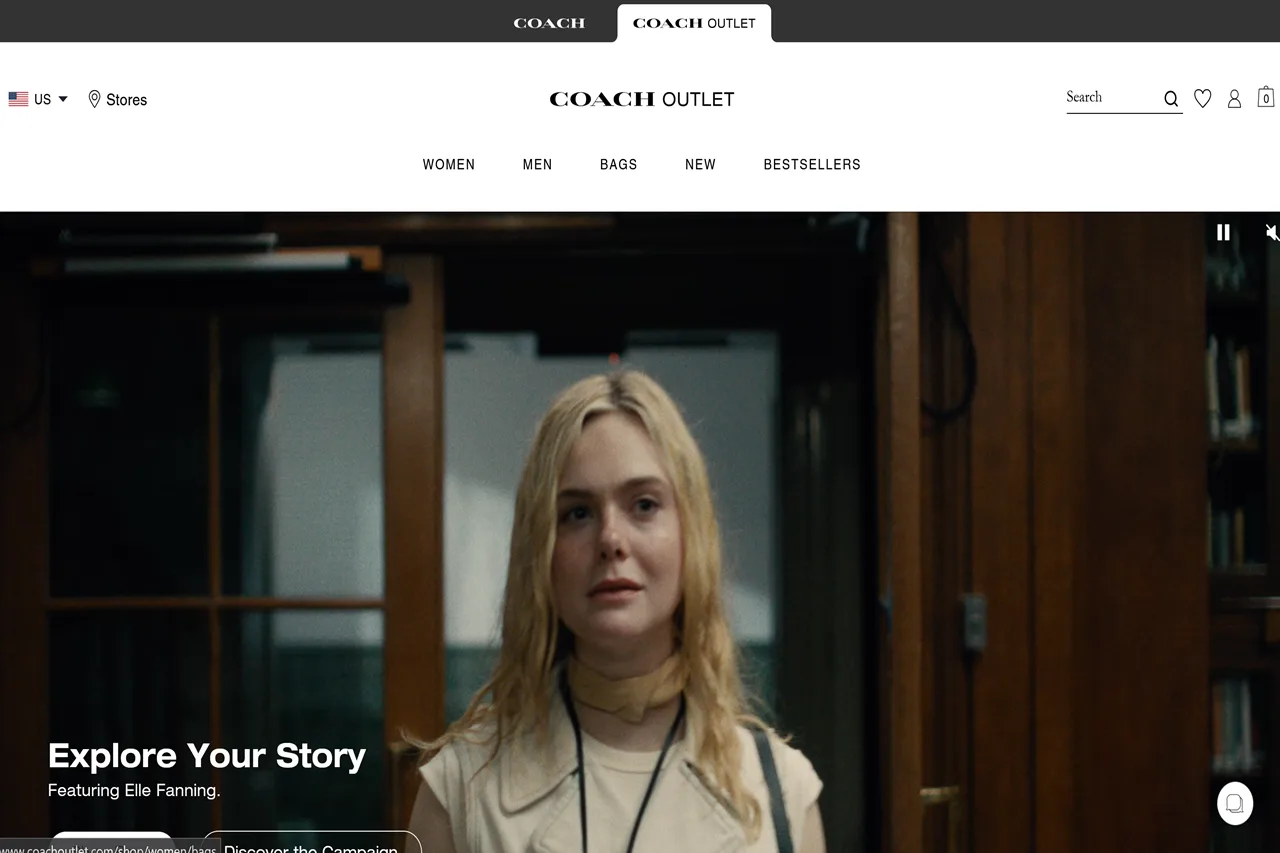 Screenshot of the Coach Outlet homepage