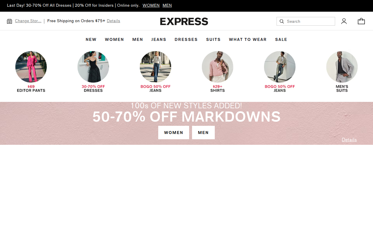 Screenshot of the Express homepage