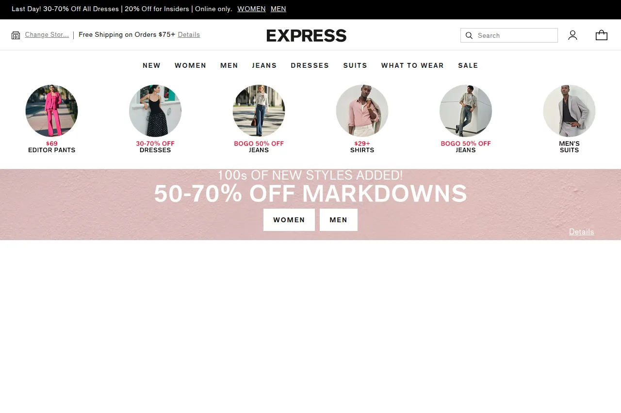 Screenshot of the Express homepage