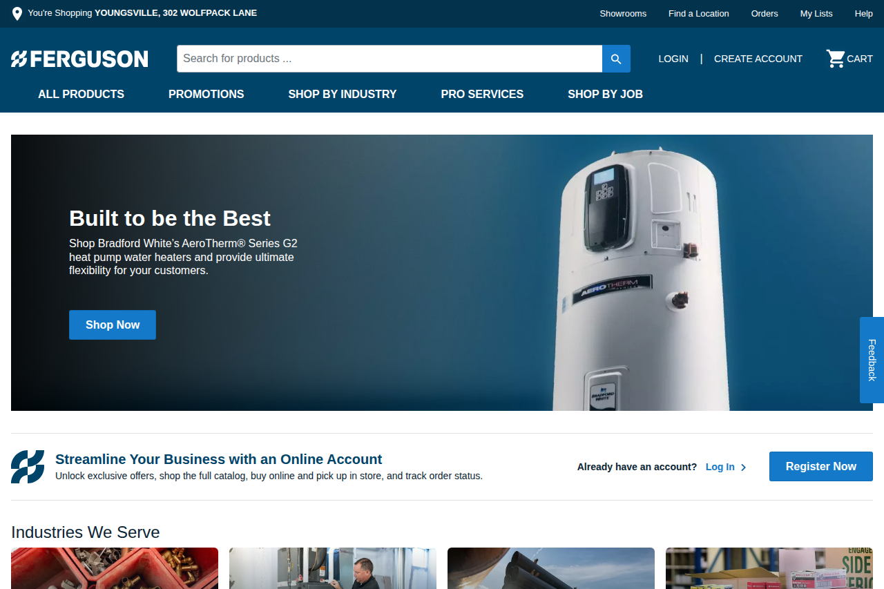 Screenshot of the Ferguson homepage