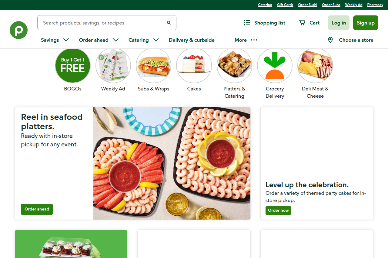 Screenshot of the Publix homepage