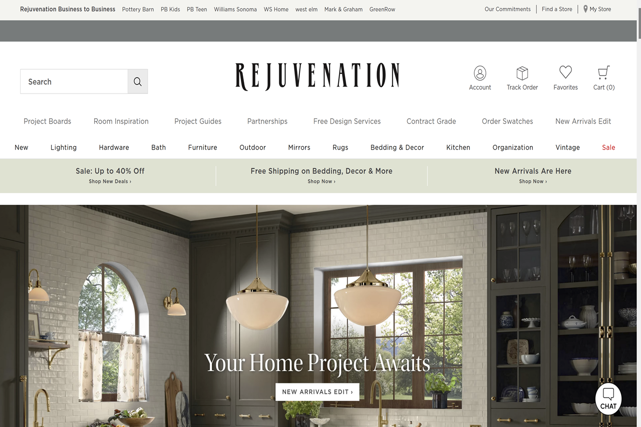 Screenshot of the Rejuvenation homepage
