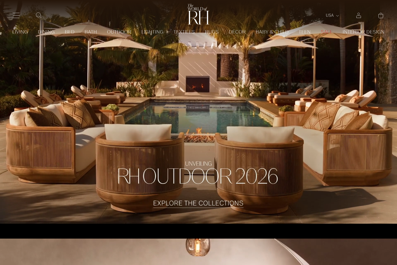 Screenshot of the RH homepage