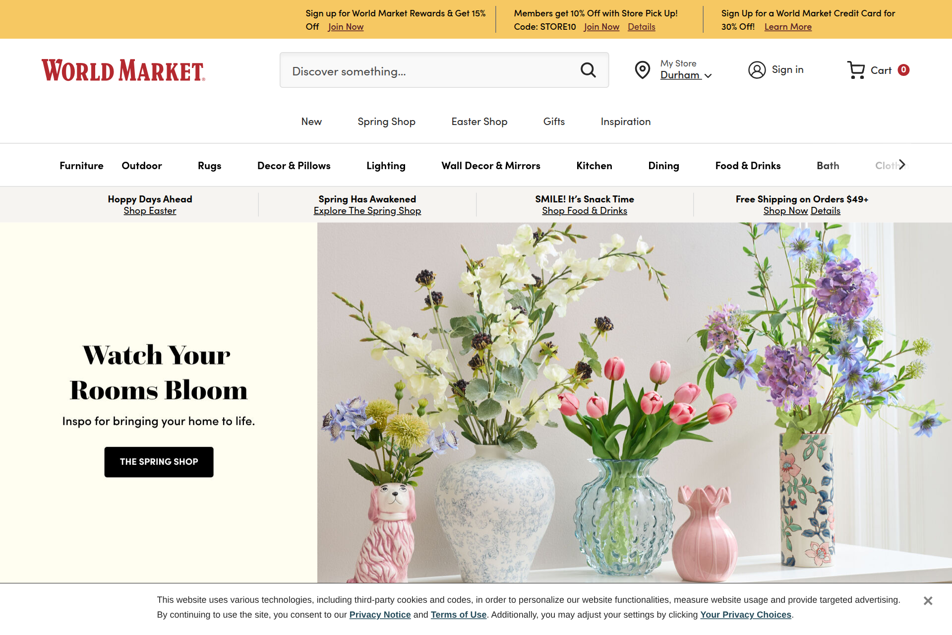 Screenshot of the World Market homepage